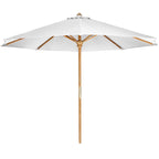 All Things Cedar TU90-W Teak Market Table Umbrella Outdoor | 2-Piece Pole & 10-ft Canvas Canopy with Wind Vent | Indonesian Teak Java Finish | Solid Brass Hardware | Easy Storage | White