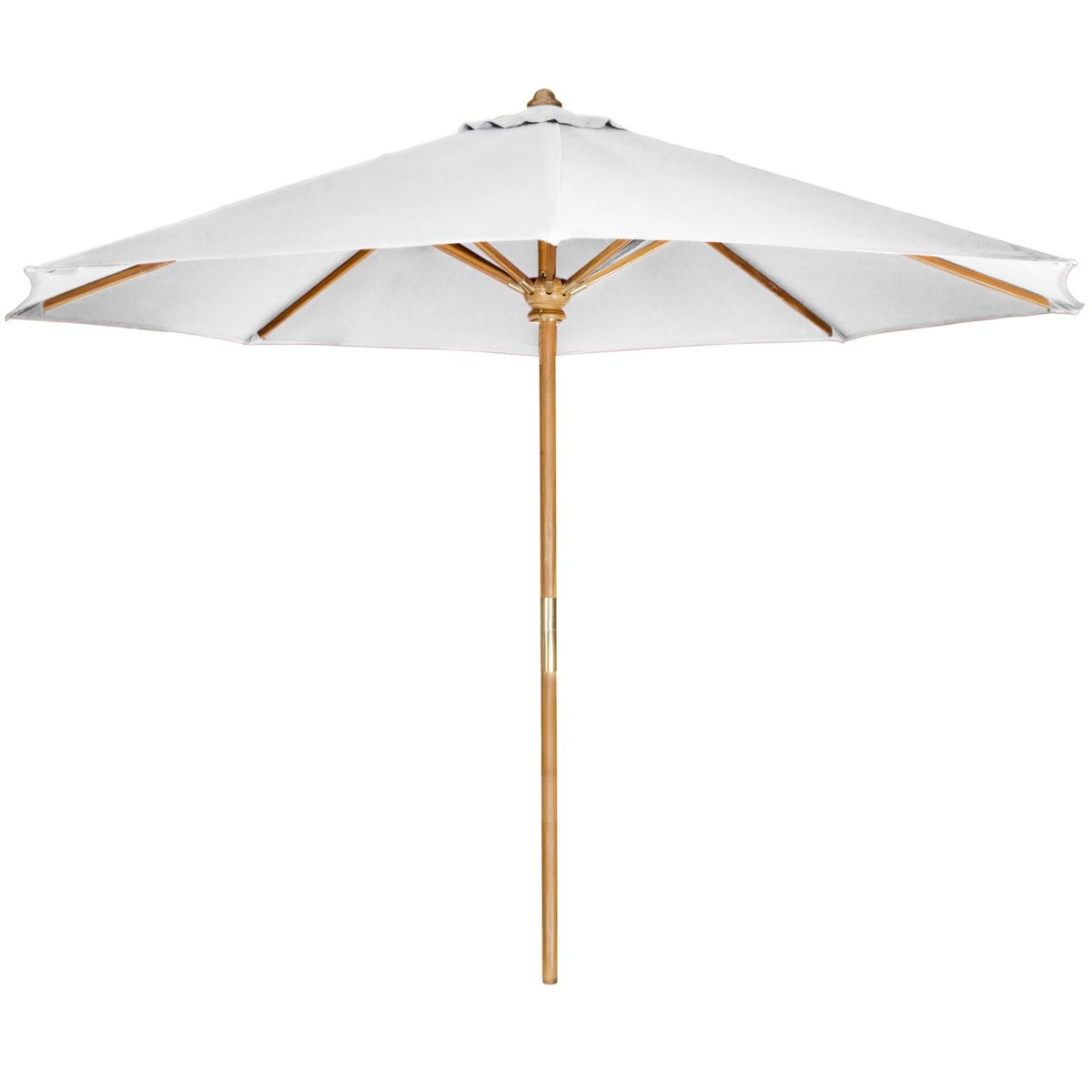 All Things Cedar TU90-W Teak Market Table Umbrella Outdoor | 2-Piece Pole & 10-ft Canvas Canopy with Wind Vent | Indonesian Teak Java Finish | Solid Brass Hardware | Easy Storage | White