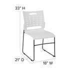 Flash Furniture Hercules Series 881 Lb. Capacity White Sled Base Stack Chair With Air-Vent Back