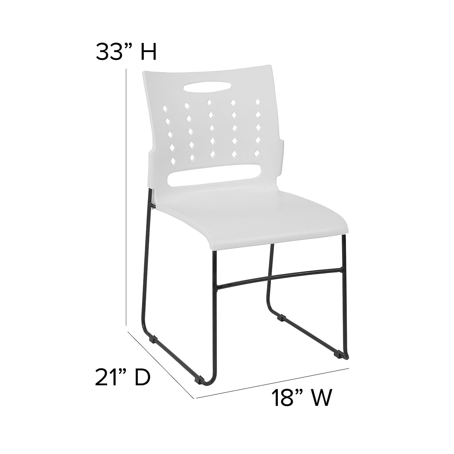 Flash Furniture Hercules Series 881 Lb. Capacity White Sled Base Stack Chair With Air-Vent Back