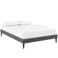 CasaFoyer  Tessie Platform Bed | Solid Wood Frame | Polyester Upholstery | Tapered Legs | 10 Wood Slats | No Box Spring Needed | Memory Foam Compatible | Gray