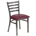 Flash Furniture Hercules Series Clear Coated Ladder Back Metal Restaurant Chair - Burgundy Vinyl Seat