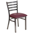 Flash Furniture Hercules Series Clear Coated Ladder Back Metal Restaurant Chair - Burgundy Vinyl Seat