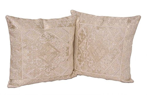 Indigenous Embroidered Cushions Cover (Pack Of 2, 41 Cm*41 Cm, Beige)