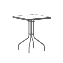 Flash Furniture Barker 23.5 Square Tempered Glass Metal Table, Silver