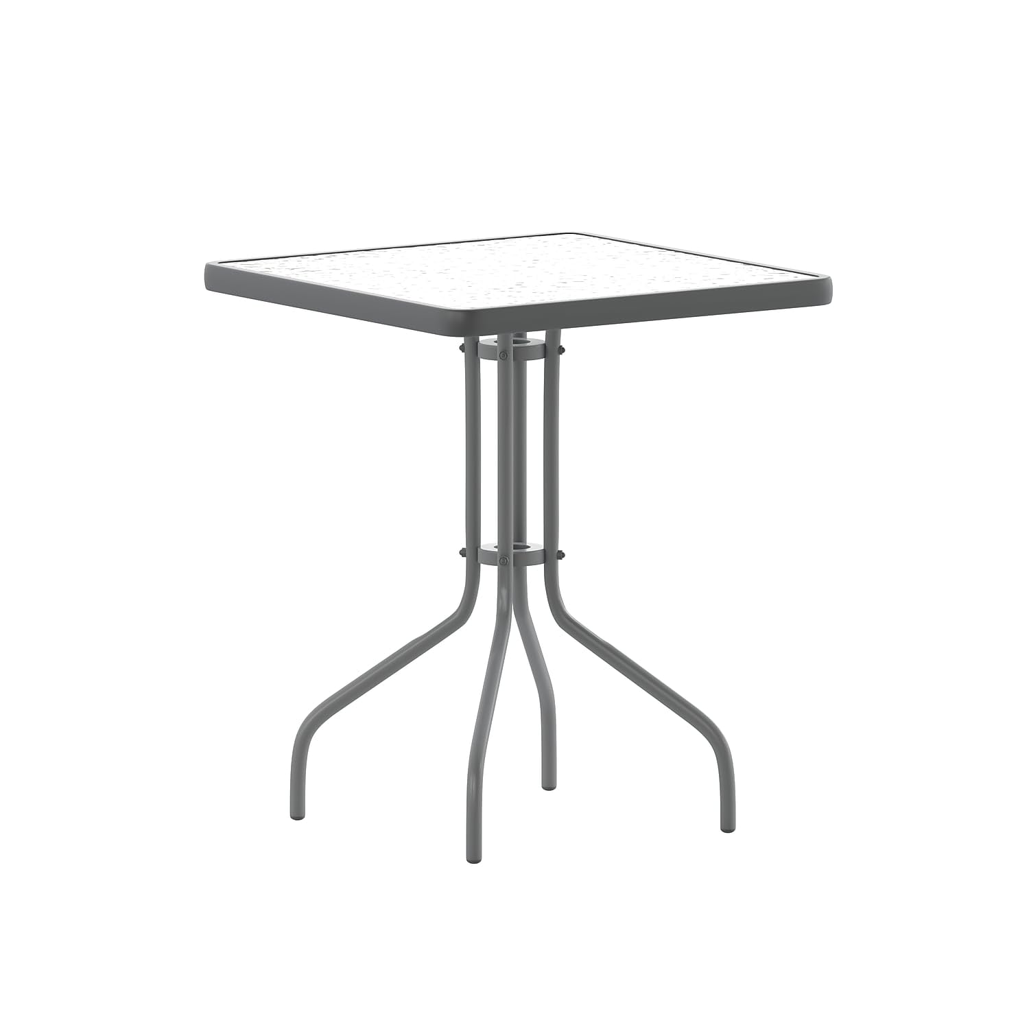 Flash Furniture Barker 23.5 Square Tempered Glass Metal Table, Silver