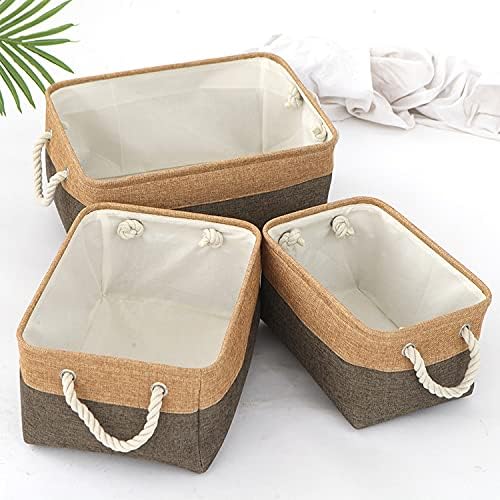 Heart Home 3 Piece Foldable Storage Basket With Handle|3 Stackable Sizes Storage Organizer|Idol For Home Dcor, Storing Toys, Kid