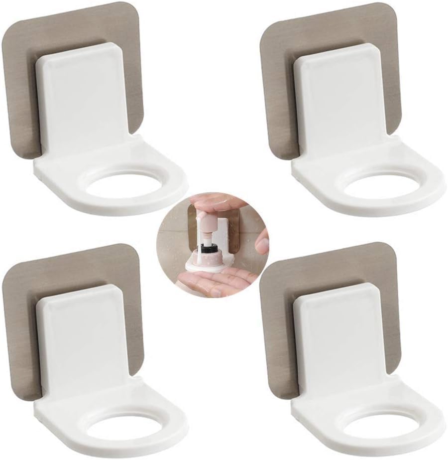 Reetik Fashion Hub Bottle Dispenser Holder, 4Pack Wall Sticker Shower Gel Bottle Holder, Shower Gel Bottle Rack Hook For Bathro