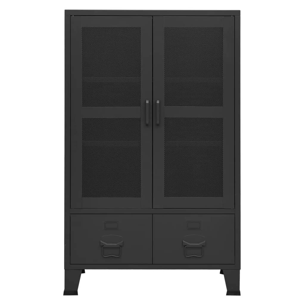 vidaXL Industrial Storage Chest with Adjustable Shelves & Drawers - Urban Industrial Style, Durable Metal, Ample Storage, Black