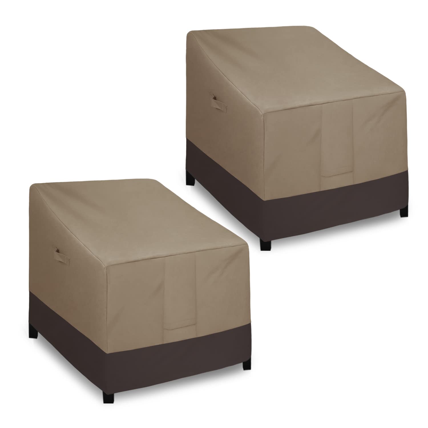 Easy-Going Waterproof Outdoor Lounge Chair Cover, Heavy Duty Patio Couch Cover, Windproof Outdoor Furniture Cover With Air Vent (2 Pack-32Wx37Dx31H Inch, Gray/Dark Gray)