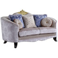 Acme Sheridan Loveseat with 5 Pillows in Cream Fabric