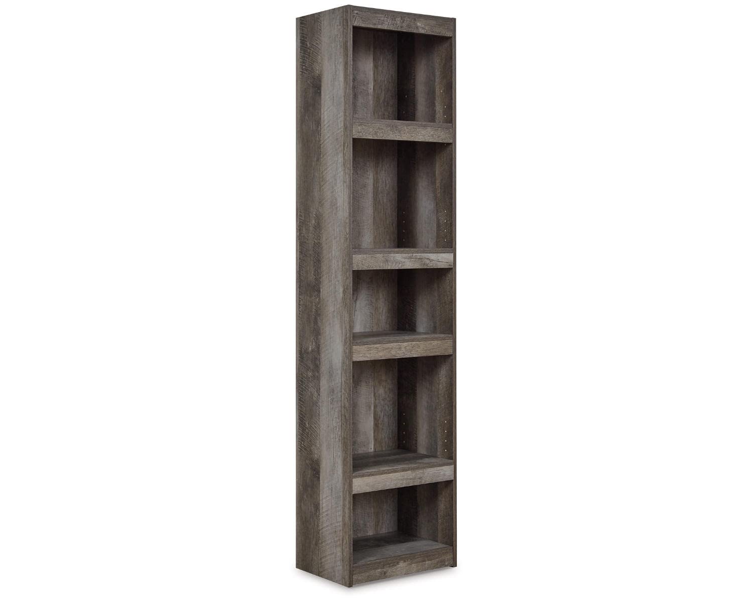 Signature Design by Ashley Trinell Rustic Entertainment Center Pier Bookcase with 3 Adjustable Shelves, Natural Brown