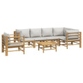 vidaXL 6-Piece Patio Lounge Set with Cushions - Flexible Bamboo Outdoor Furniture Set - Comfortable Seating with Sturdy Table - 