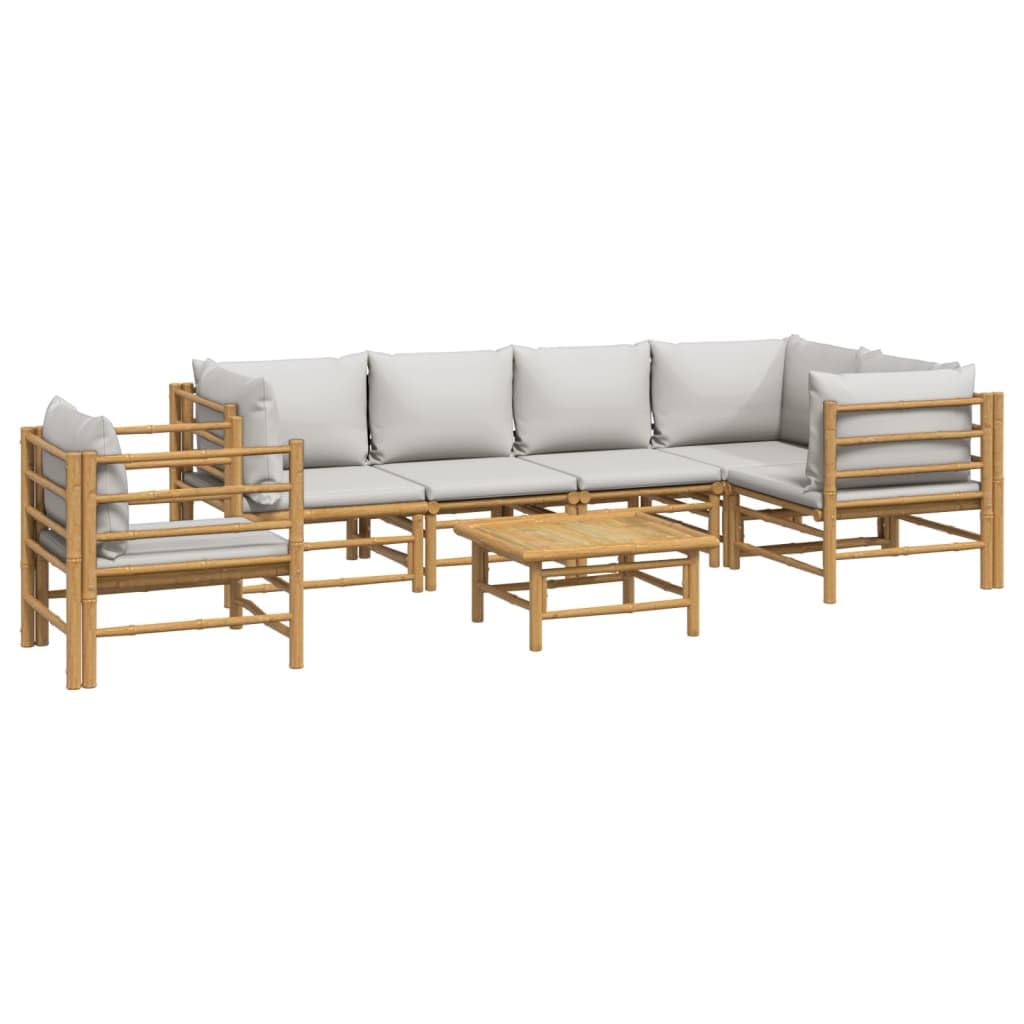 vidaXL 6-Piece Patio Lounge Set with Cushions - Flexible Bamboo Outdoor Furniture Set - Comfortable Seating with Sturdy Table - 