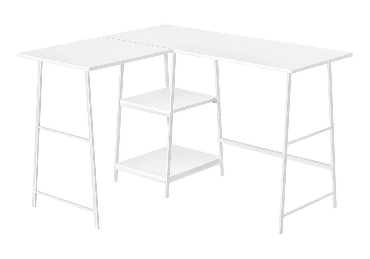 Monarch Specialties 7596 Computer Desk, Home Office, Corner, Storage Shelves, 48 Inch  Shape, Work, Laptop, Metal, Laminate, Contempo