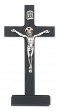 McVan Inc. 8 Black Standing Crucifix Silver Corpus - D  cor Gift Religious 80-62-MCVAN