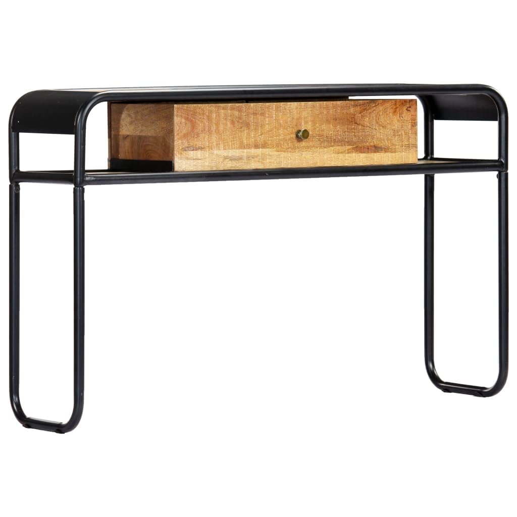 vidaXL Solid Mango Wood Console Table with Steel Frame - Vintage Charm, No Assembly Required, Ample Storage - 46.5"x11.8"x29.5"