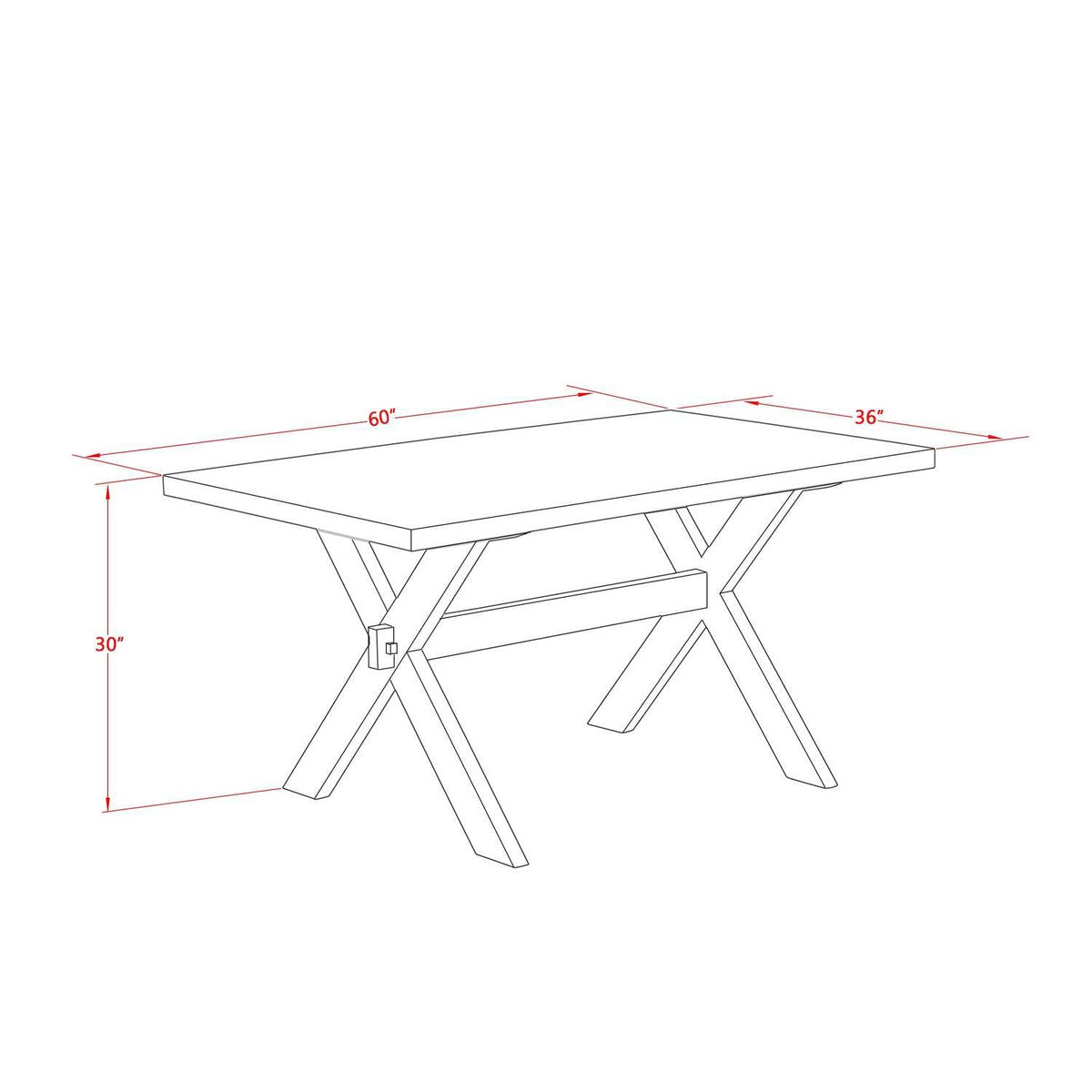 East West Furniture X776Mzn32-5 5 Piece Dining Set Includes A Rectangle Dining Room Table With X-Legs And 4 Light Beige Linen Fabric Upholstered Parson Chairs, 36X60 Inch, Multi-Color