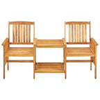 vidaXL Patio Bistro Set, Table and Chair for Balcony, Bistro Chair with Tea Table and Cushions, Outdoor Furniture, Farmhouse Style, Solid Acacia Wood
