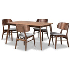 Baxton Studio Alston Grey and Walnut Brown Finished Wood 5-Piece Dining Set