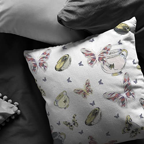 HomeRoots Broadcloth White Butterflies Indoor Outdoor Throw Pillow