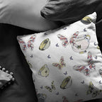 HomeRoots Broadcloth White Butterflies Indoor Outdoor Throw Pillow