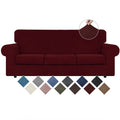 WEERRW Velvet High Stretch Couch Covers for 3 Cushion Couch Sofa Slipcovers, Washable Furniture Protector with Non Slip Elastic 