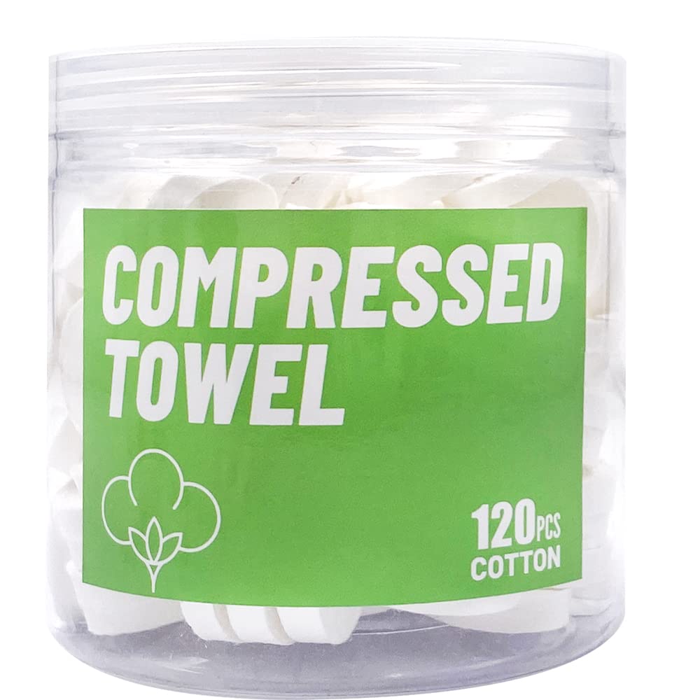 Herb Life 120 Pcs Compressed Towels, Disposable Face Compressed Towel, Mini Compressed Towel, Camping Towel, Portable Compressed