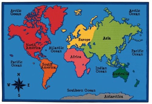 Carpets for Kids KID$Value Rugs Collection 48.86 World Map 4ft x 6ft Rectangle