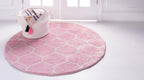 Unique Loom Trellis Frieze Collection Area Rug - Rounded (3' Round, Light Pink/ Ivory)