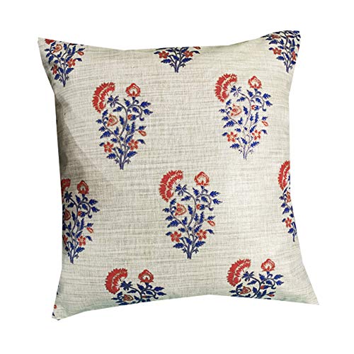 Pink Parrot Cotton Multi Colour Gold PrintCushion Cover With Zipper 18X18 InchSet Of 1 Pcs