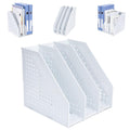 FRETONBA Collapsible Magazine File Holder with 3 Vertical Compartments Foldable Binder Holder for Desk Binder Storage Organizer 