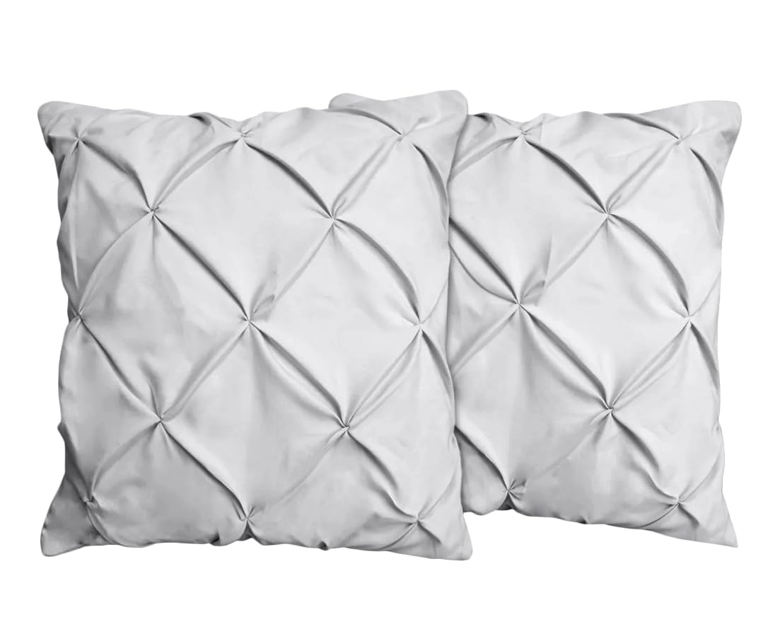 Beddingstar Pinch Pleated European Square Pillow Shams Set Of 2 Pillowcase Euro Shams 26X26 Pillow Cover Silver Grey 600 Tc 100%