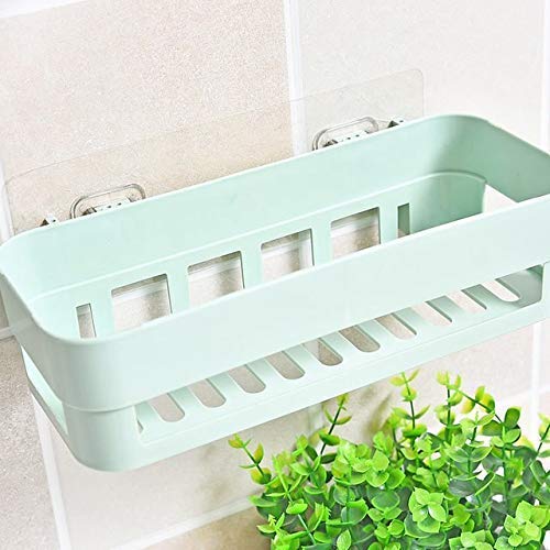 HEMJEX Plastic Inter Design Shower Corner Caddy Basket Shelf Rack with Wall Mounted Suction Cup for Bathroom Kitchen (17 X 17 X