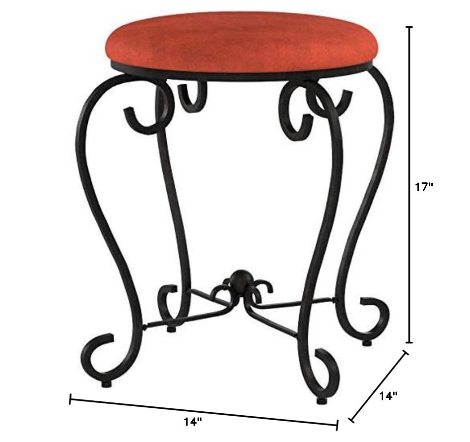 International Caravan Round Iron Vanity Stool, Red Wine