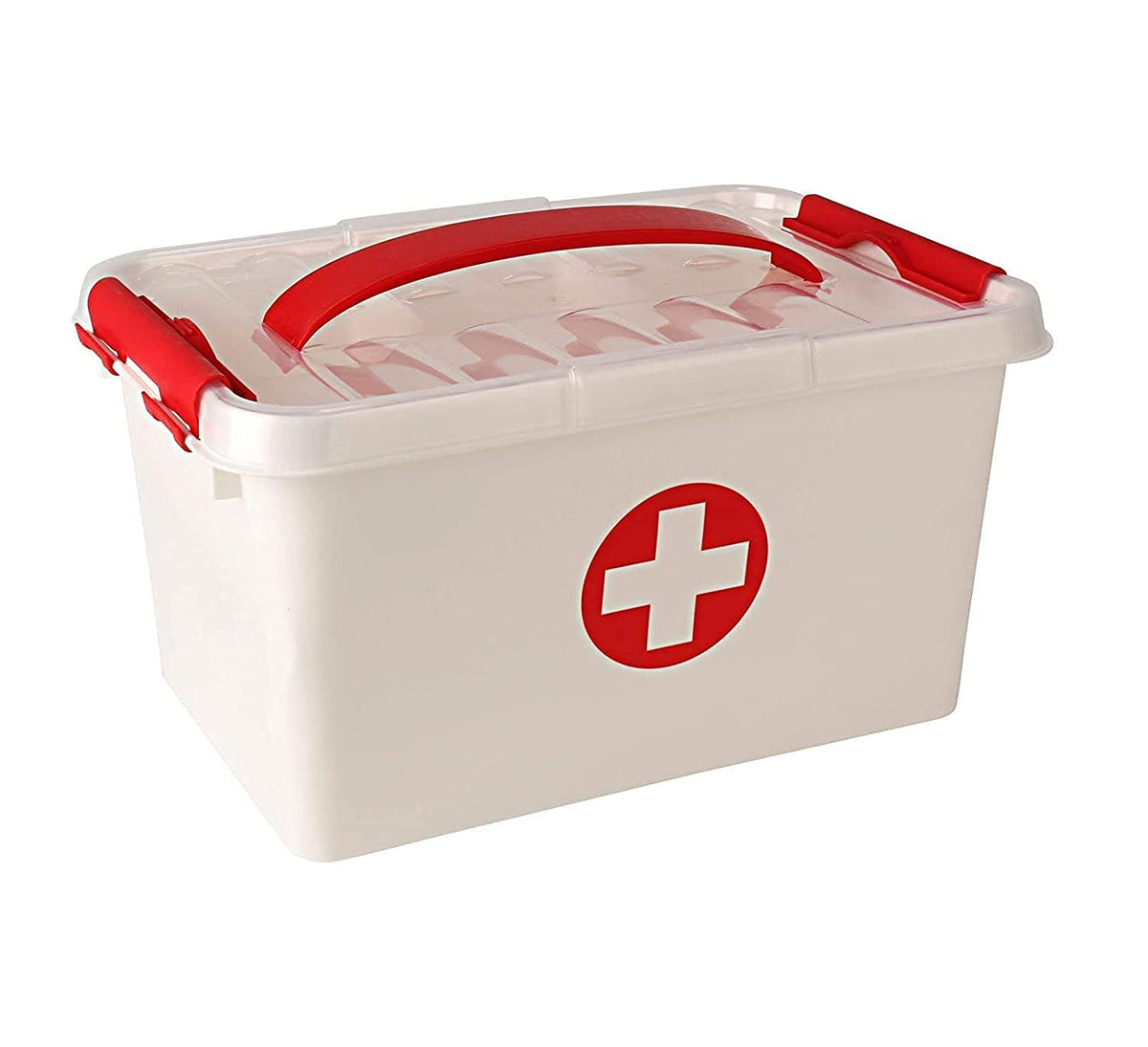 nunki trend First Aid Box Lockable Medicine Storage Box Plastic Emergency Cabinet Organizer with Detachable Tray and Handle Port