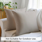 Cotton Canvas Throw Pillow Covers By Encasa Pack Of 2 Light Grey 18'X18' No Insert With Hidden Zipper | Decorative Cushion Cov
