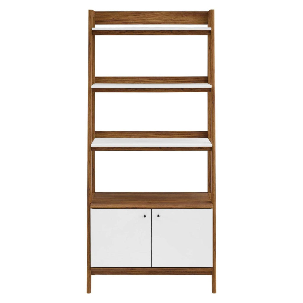Modway Bixby Display Case, 33" Bookshelf, Walnut White