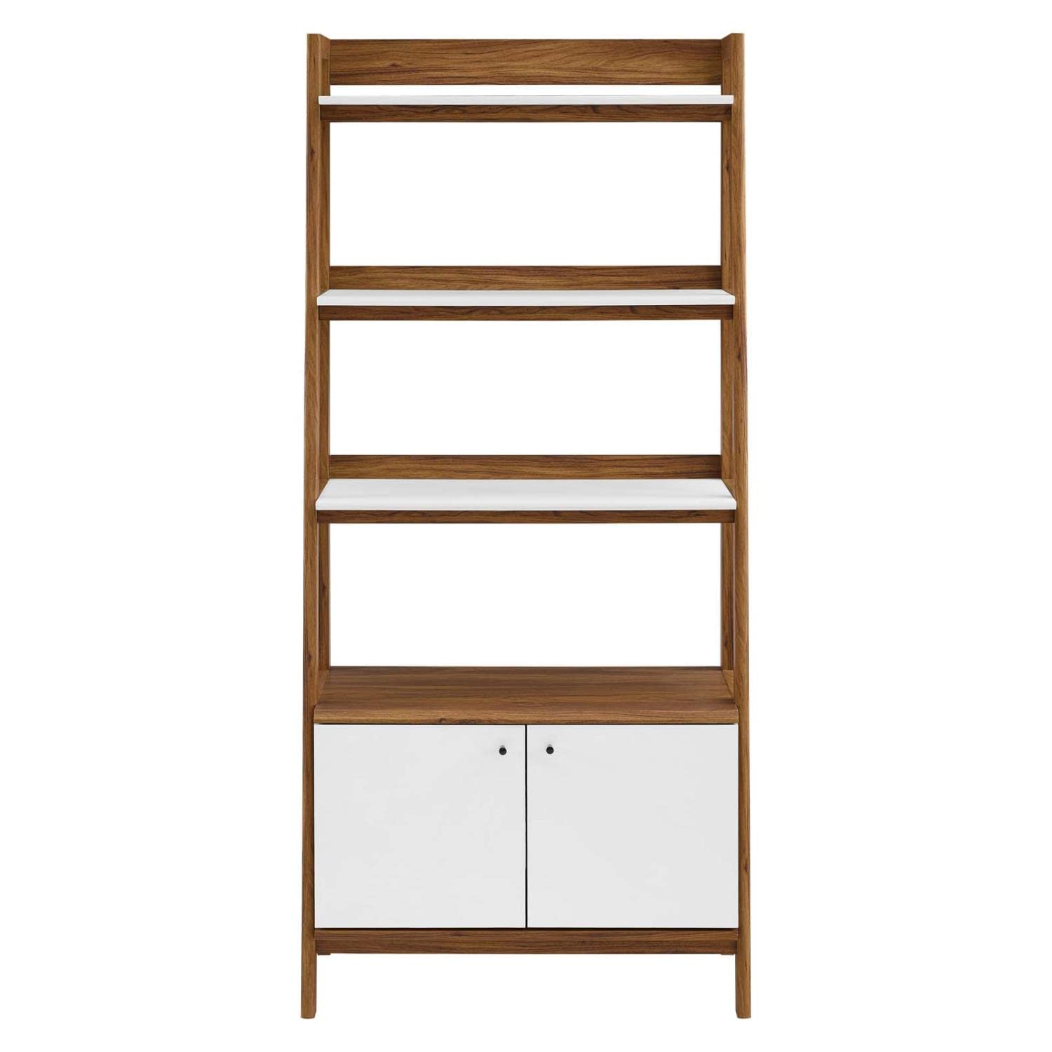 Modway Bixby Display Case, 33" Bookshelf, Walnut White