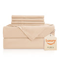 Luxury Silky Soft Bed Sheet Set, 4 Piece,Twin Size, Fits 16 Inch Deep Pocket Mattresses, Wrinkle Free & Breathable Cooling, Cham