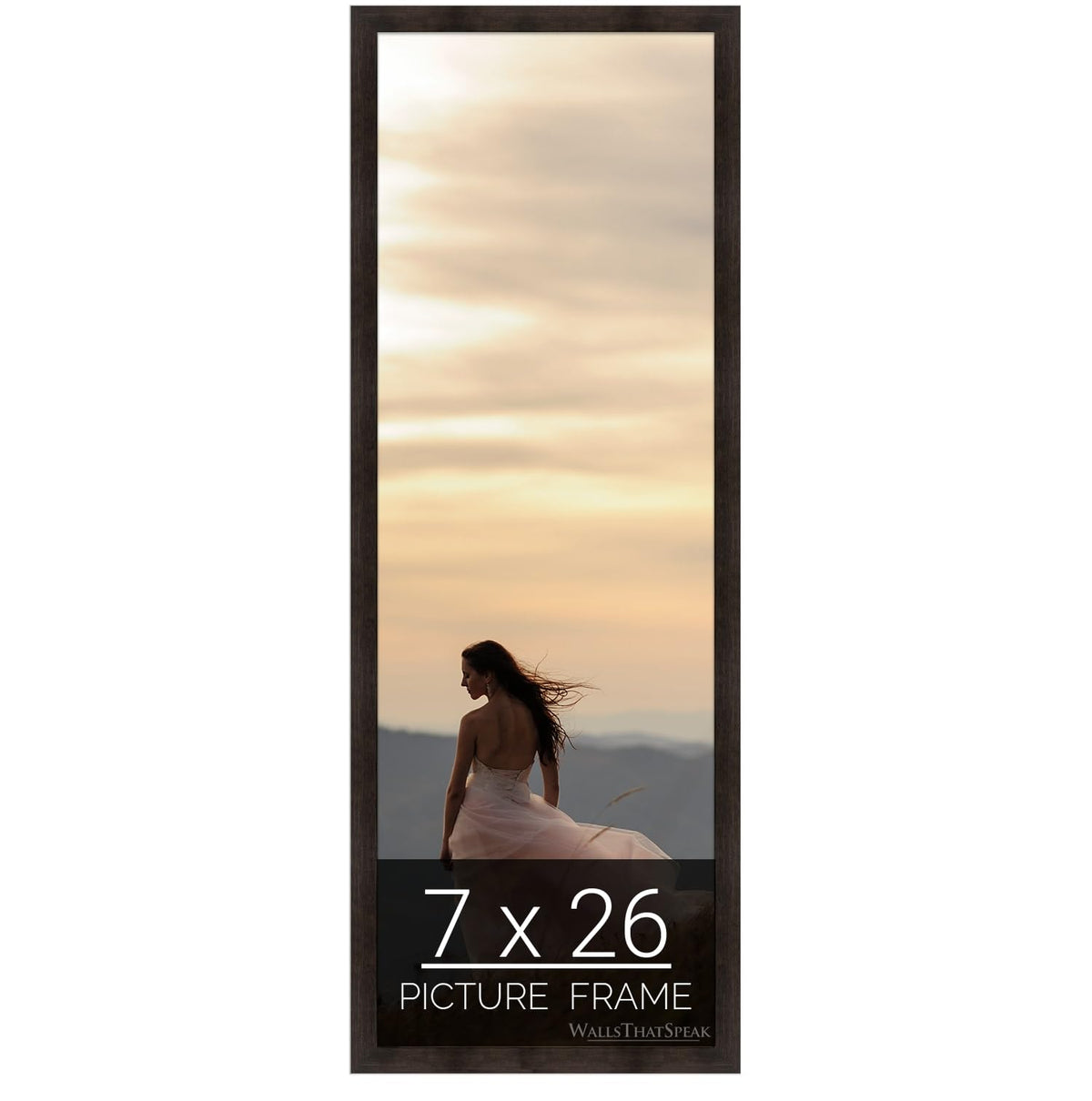 wallsthatspeak 7x26 Espresso Brown Picture Frame for Puzzles Posters Photos or Artwork