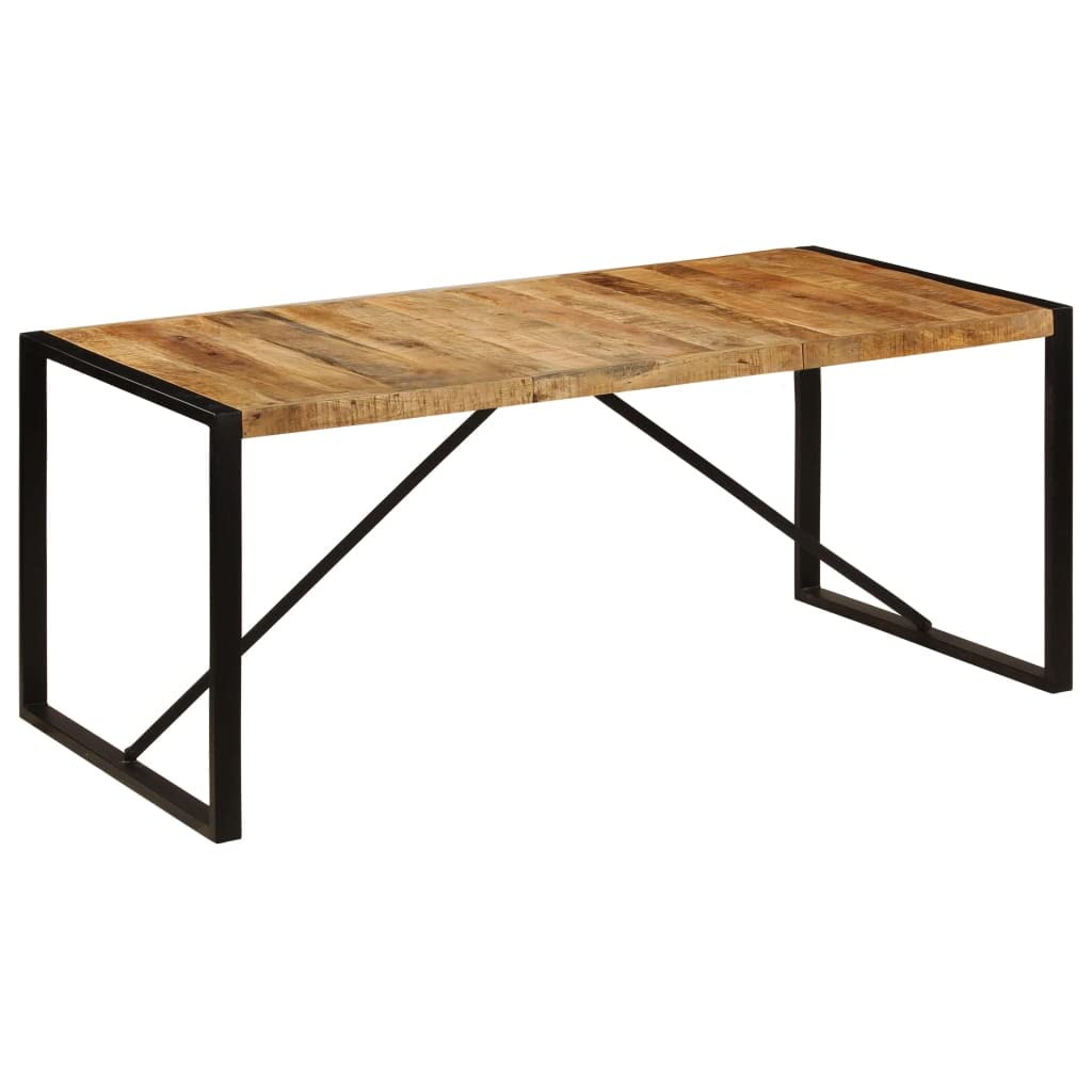 vidaXL Industrial Dining Table - Solid Mango Wood with Sturdy Steel Legs - Polished, Lacquered and Easy to Assemble - Brown and Black
