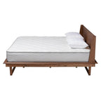 Baxton Studio Macayle Mid-Century Modern Ash Walnut Finished Wood King Size Platform Bed