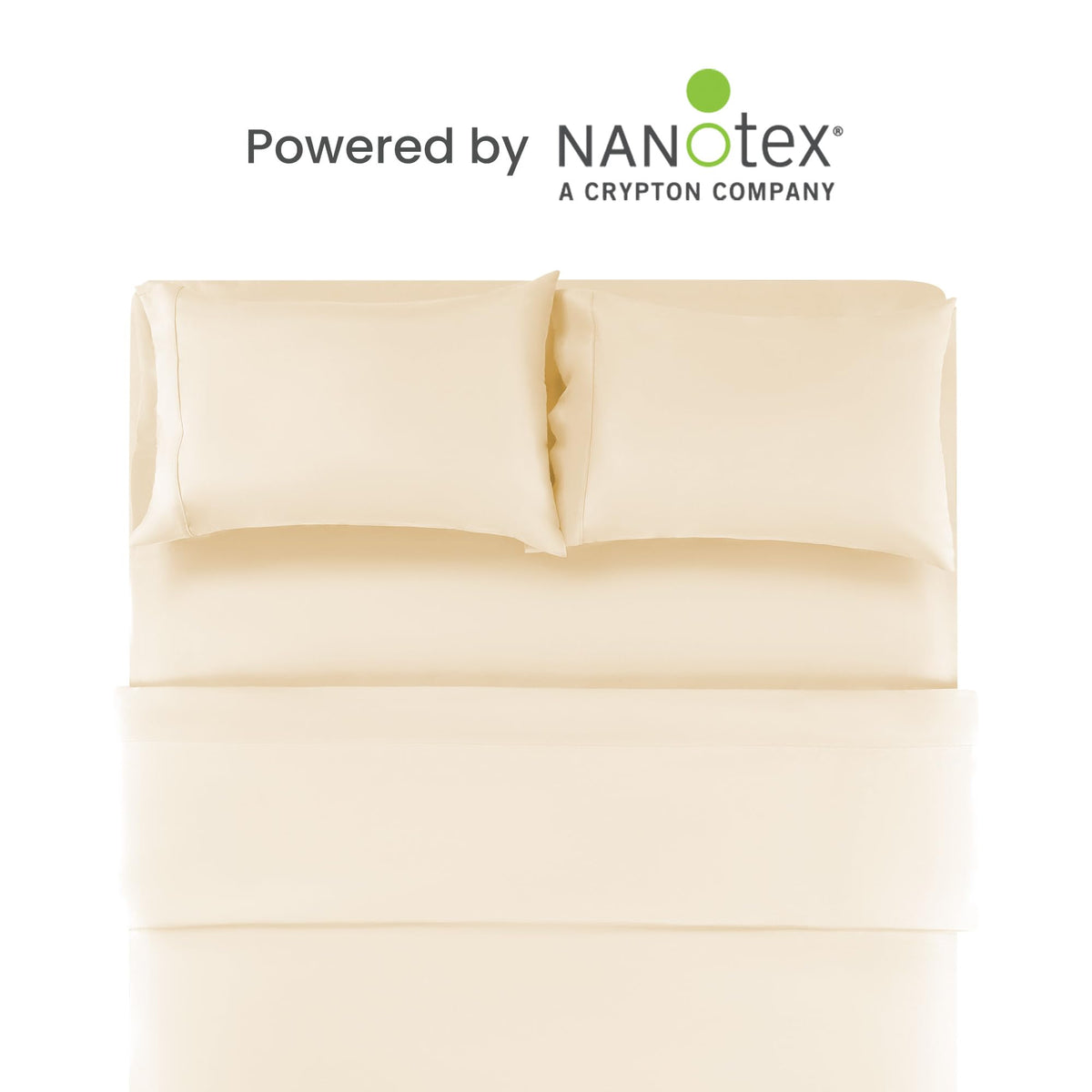 Sleep Zone Nanotex Super Soft Cooling Full Size Bed Sheets Set 4 Piece - Easy Care Fitted Flat Sheet & Pillowcase Sets - Wrinkle Free, Fade Resistant, Deep Pocket 16' (Beige, Full)