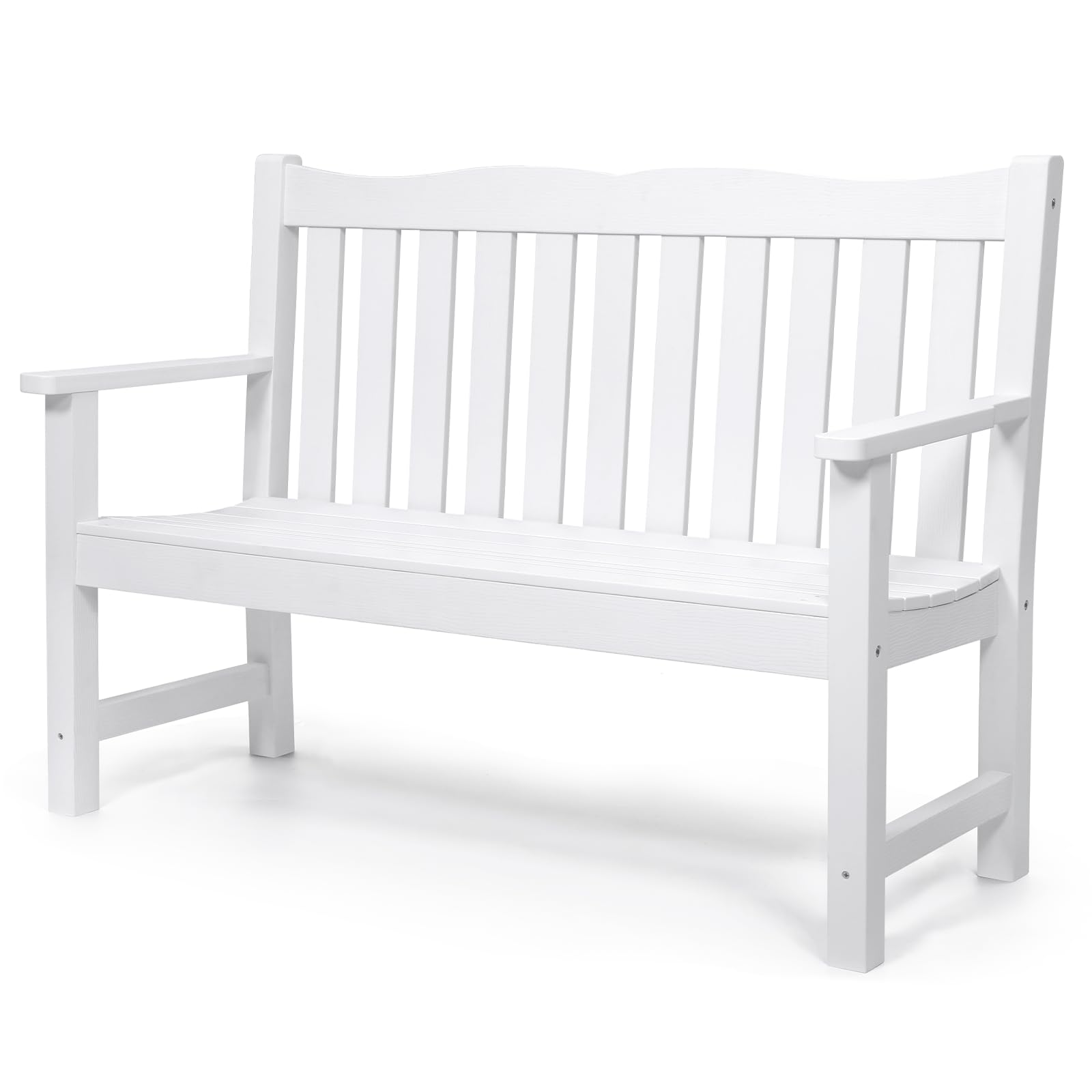 Stoog Garden Bench, 2-Person White Outdoor Bench, All-Weather Hips Patio Bench With 800 Lbs Weight Capacity, Never Rot Or Fade, For Garden, Porch, Backyard And Park, White