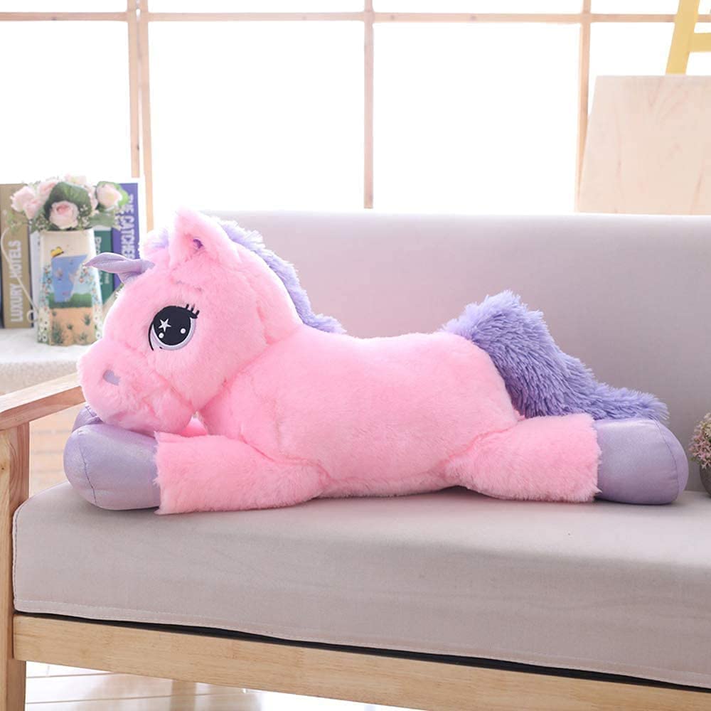 Lanmore 24' Big Unicorn Stuffed Animal, Giant Animal Plush Pillow Unicorn Body Hugging Pillow for Girls, Gift for Christmas Bir