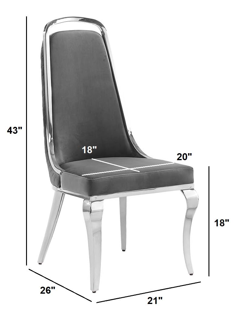 Best Quality Furniture SC310-317 Dining Chairs, Cream/Silver