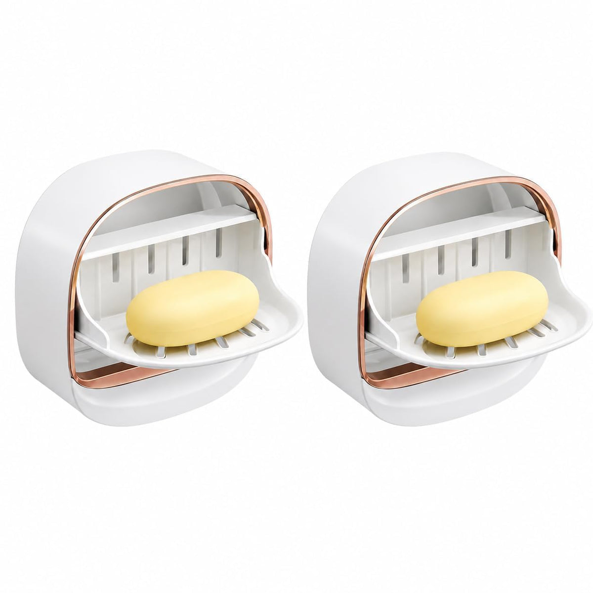 Wall Mounted Soap Dish Holder With Lid, Selfdraining5