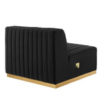 Modway Conjure Channel Tufted Performance Velvet Armless Chair In Gold/Black
