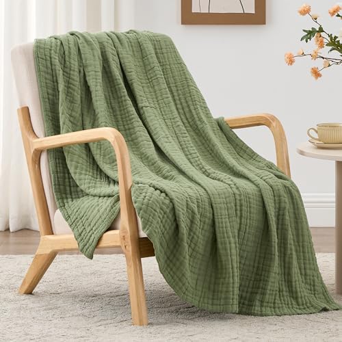 Love'S Cabin 6 Layer 100% Cotton Muslin Blanket, 60'X80' Twin Muslin Blanket For Couch Bed, Sage Green Muslin Throw Blanket, Cotton Gauze Blanket For Adult, Lightweight And Breathable Blanket